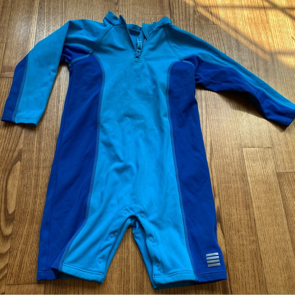 Lands End Toddler Baby Size 18 Months Full Cover Body Swimsuit Wetsuit Blue Navy